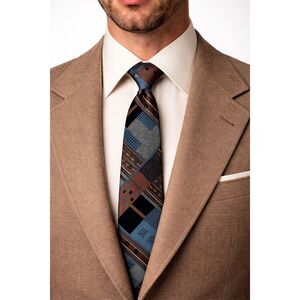 Vtg Marquis Paris Mens Tie 100% Nylon Geometric Retro 70s Design Multicolor